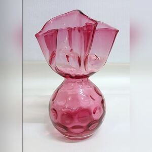 Vintage Cranberry Blown Glass Vase